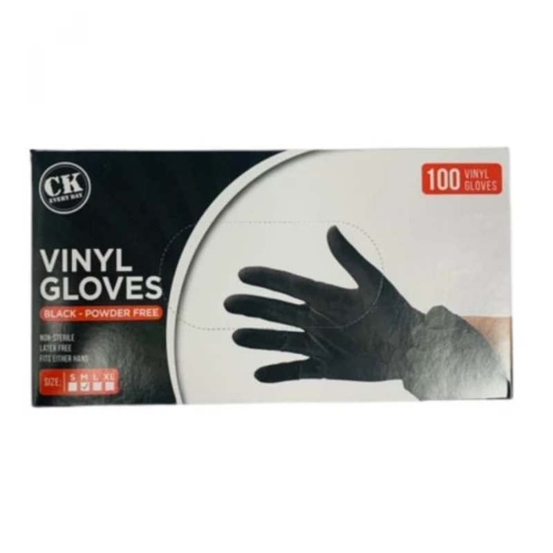 VINYL GLOVES BLACK POWDER FREE M SIZE