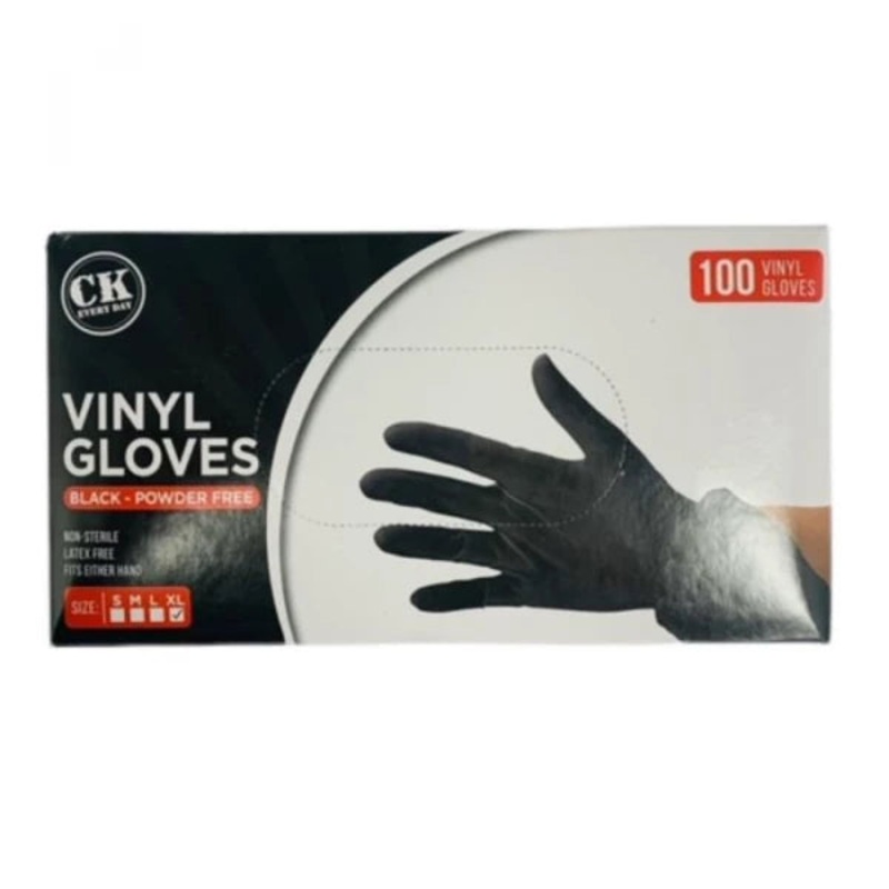 VINYL GLOVES BLACK POWDER FREE XL SIZE