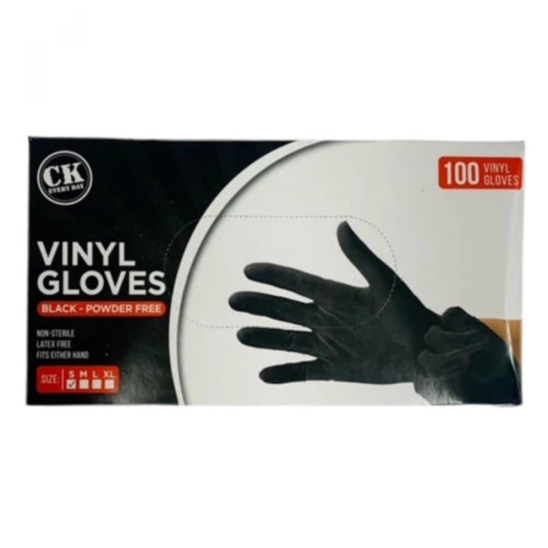 VINYL GLOVES BLACK POWER FREE S SIZE