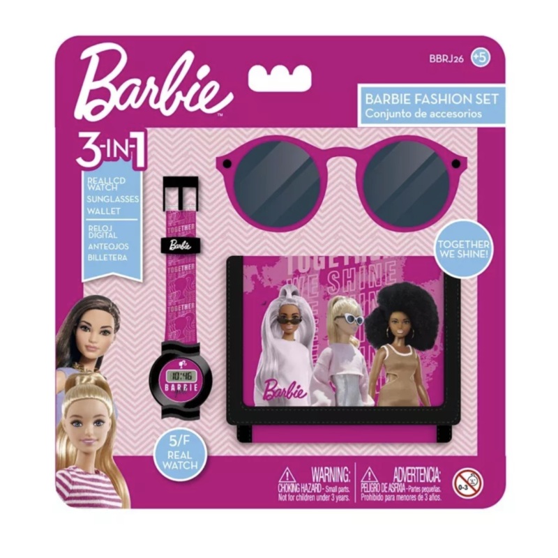 Barbie Fashion Gift Set 3 In 1 Kids Watch Sunglasses Wallet
