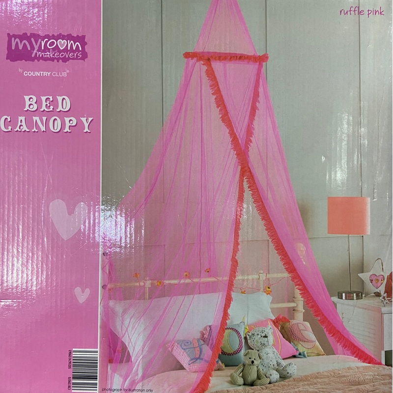 BED CANOPY RUFFLE PINK