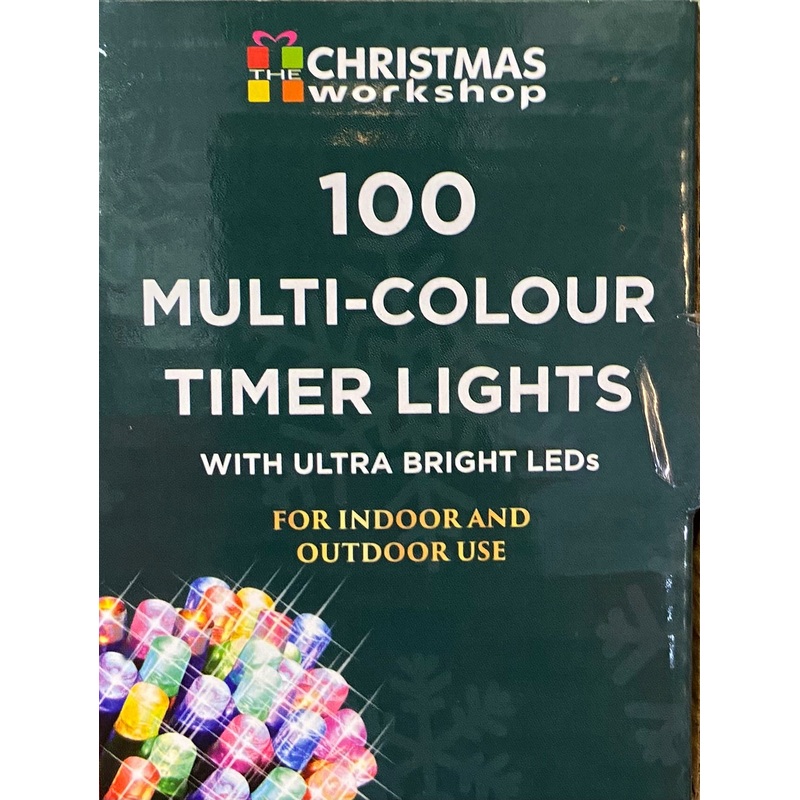 CHRISTMAS WORKSHOP 100 MULTI-COLOUR TIMER LIGHTS WITH ULTRA BRIGHT LEDs
