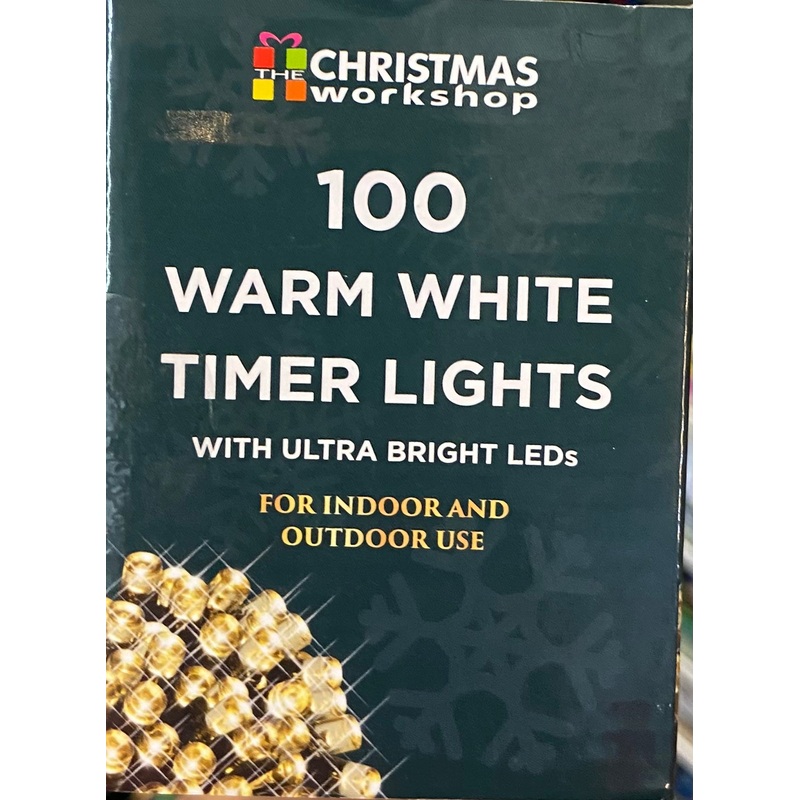 CHRISTMAS WORKSHOP 100 WARM WHITE TIMER LIGHTS WITH ULTRA BRIGHT LEDs