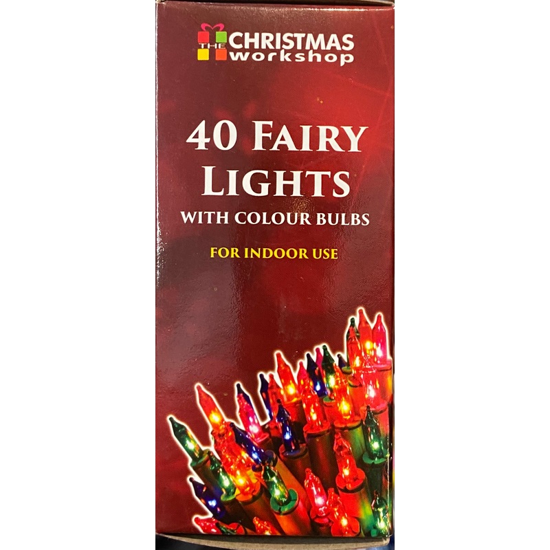 CHRISTMAS WORKSHOP 40 FAIRY LIGHTS WITH COLOUR BULBS