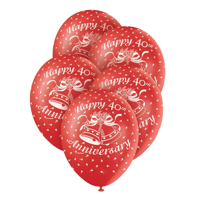 40th anniversary balloons 5pk