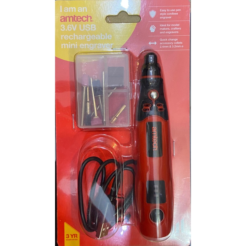 AMTECH 3.6V USB RECHARGEABLE MINI ENGRAVER