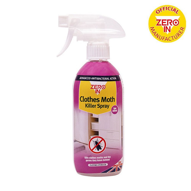 Zero In Clothes Moth Killer 500ml – Long Lasting Control of Moths, Larvae & Eggs