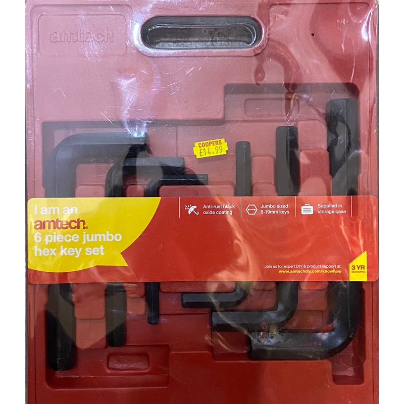 AMTECH 6 PIECE JUMBO HEX KEY SET