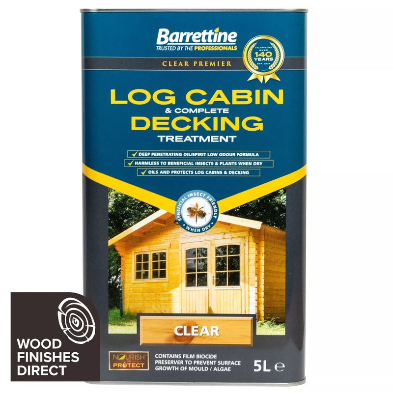 BARRETTINE LOG CABIN & COMPETE DECKING TREATMENT CLEAR 5L