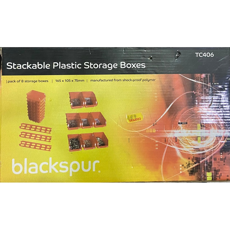 BLACKSPUR STACKABLE PLASTIC STORAGE BOXES
