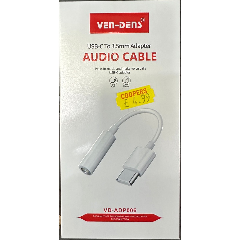 USB-C To 3.5mm Adapter Audio Cable
