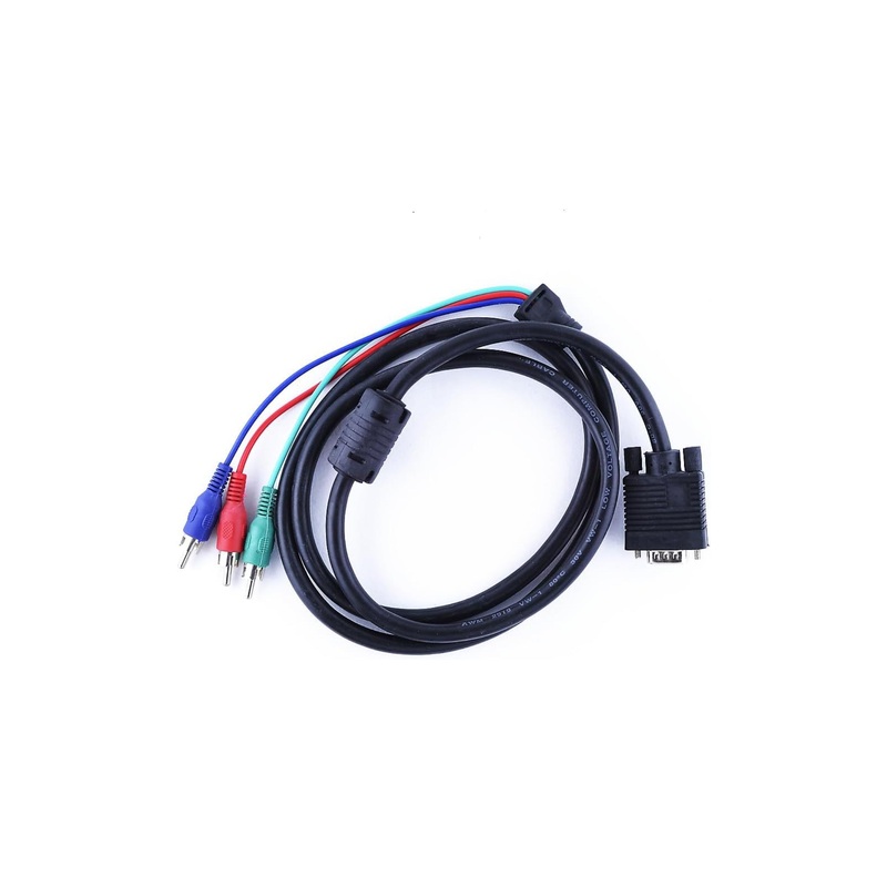 VGA to 3 RCA RGB Cable, Stereo Audio, Video, 3 m