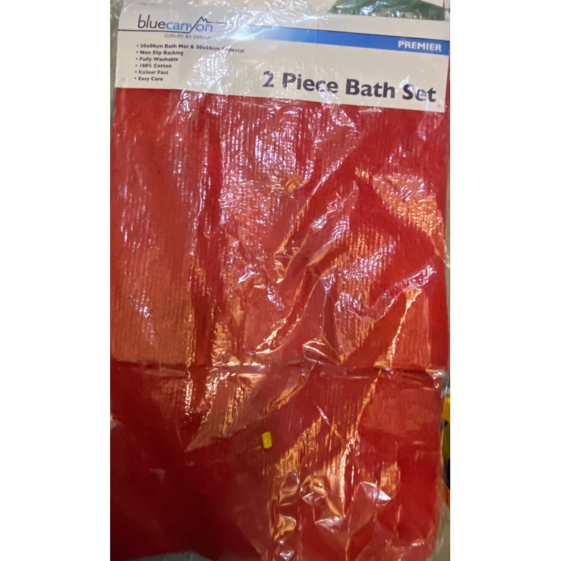 BLUECANYON 2 PIECE BATH SET 50×80, 50x50cm DEEP RED