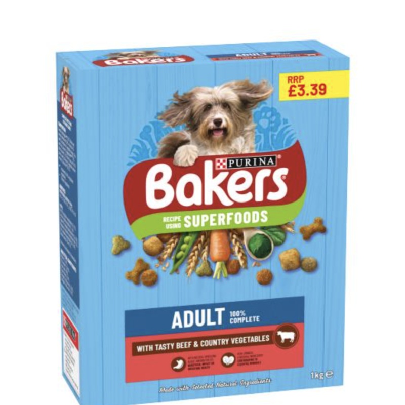 BAKERS 1KG DOG FOOD BEEF 3.39