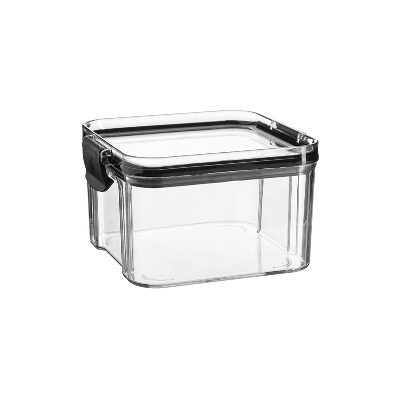 1x 900ml Airtight Food Storage Stackable Container – Plastic Kitchen Storage Jars Pantry Organiser Solution – Airtight Clip Lid – Black