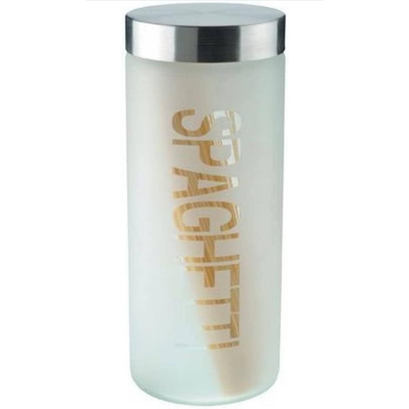 APOLLO Spaghetti Jar With Frosted Glass Stainless Steel Air Tight Lid Elegant Jar