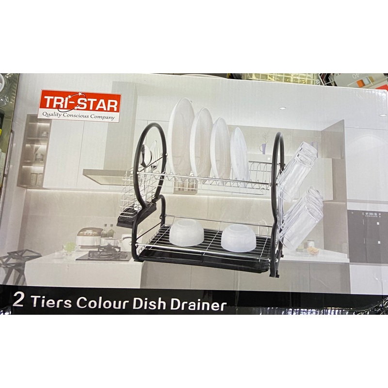 TRI STAR 2 TIERS COLOUR DISH DRAINER