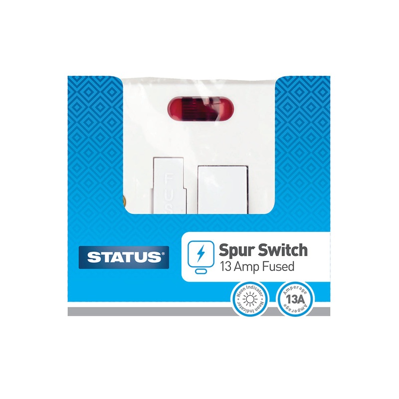 1 gang – Spur Switch – 13 amp Fused – Connection Unit – Switched – Neon Indicator – White – 1 pk