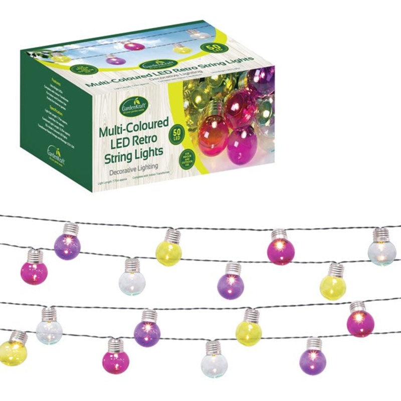 50 Retro Party String Lights – Multi-Colour