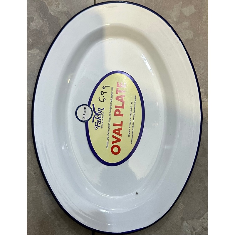ENAMEL OVAL PLATE WHITE 30CM