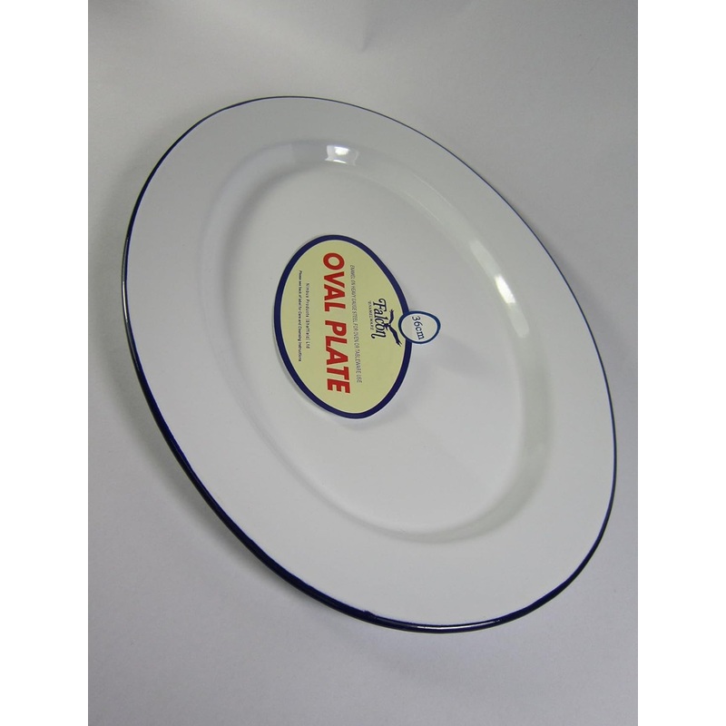 ENAMEL OVAL PLATE WHITE 36CM