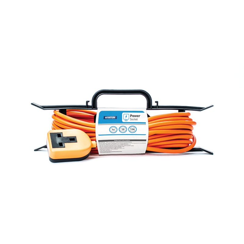 1 way – Heavy Duty – Extension Socket -10 Mtr Orange Lead – Orange Plug – 1 pk – on H Frame