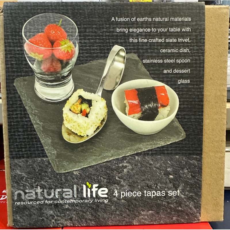 NATURALLI SLATE TAPAS SET 4PCE