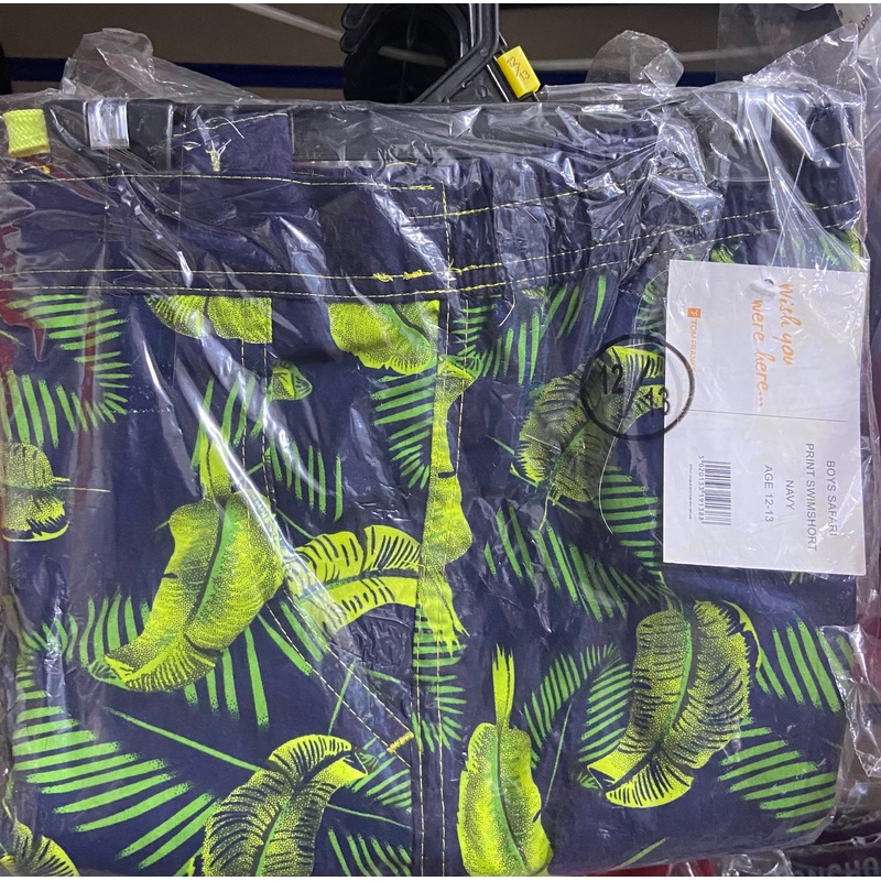 BOYS SAFARI PRINT SWIMSHORT NAVY AGE 12-13