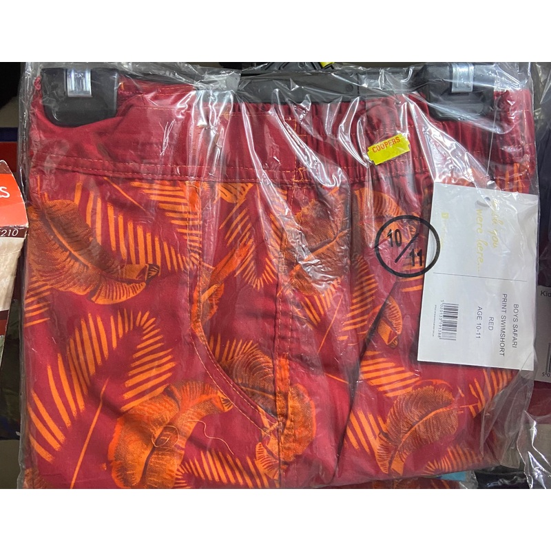 BOYS SAFARI PRINT SWIMSHORT RED AGE 10-11