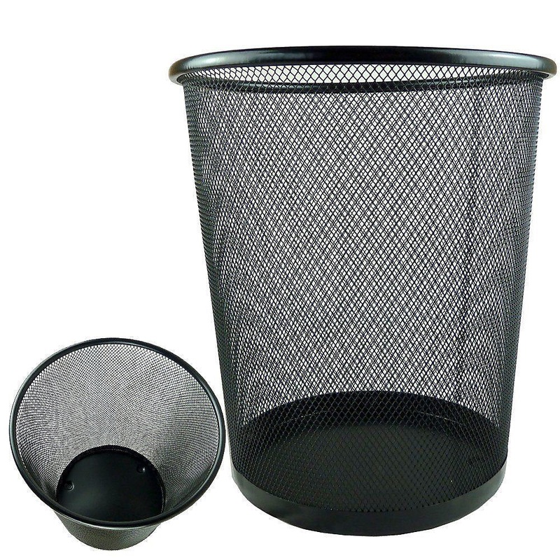 10” Metal Mesh Black Wire Bin Rubbish Paper Waste Home Office Bedroom Sturdy 1pc
