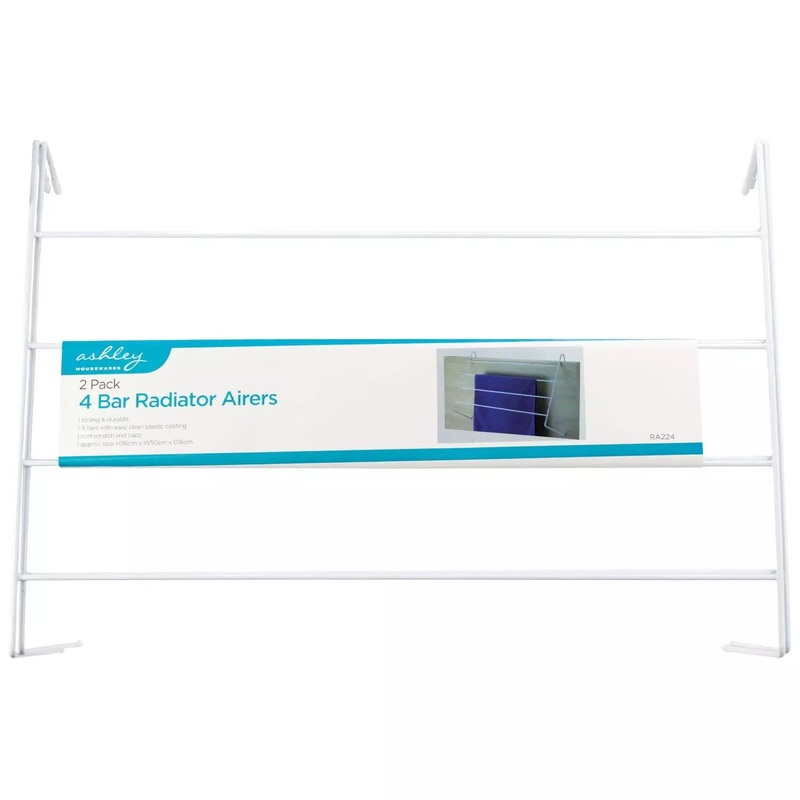 Ashley Housewares 4 Bar 2m Radiator Clothes Airers, White – Pack of 2