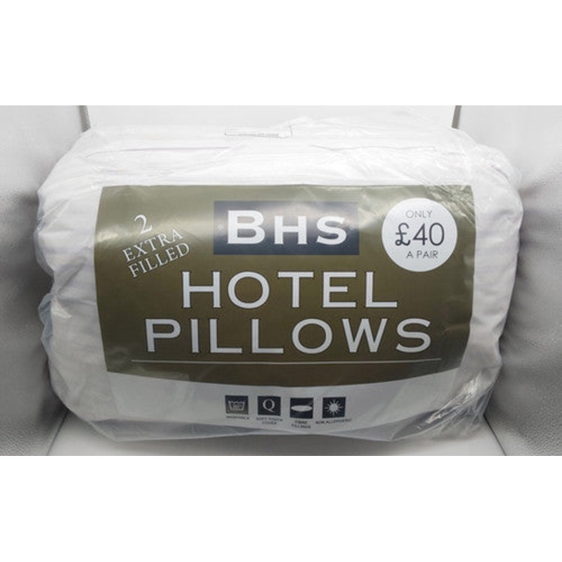 BHS Hotel Pillows (Pair) 35 x 65 cm 750g rrp40 Striped Quality