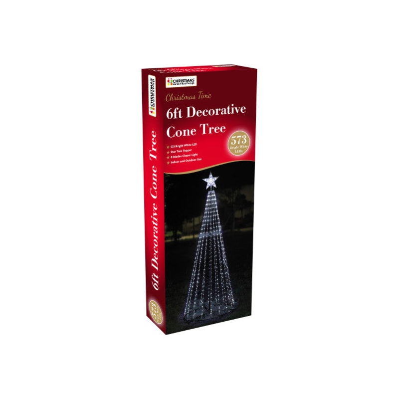 CHRISTMAS 6ft Outdoor Cone Tree LED – white