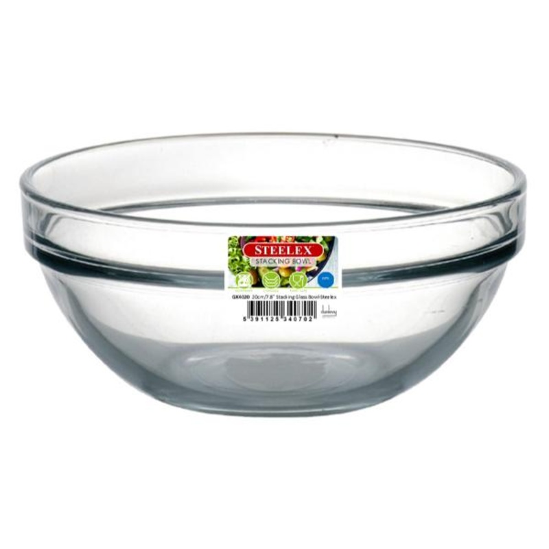 20cm GLASS STACKING BOWL 8 STEE