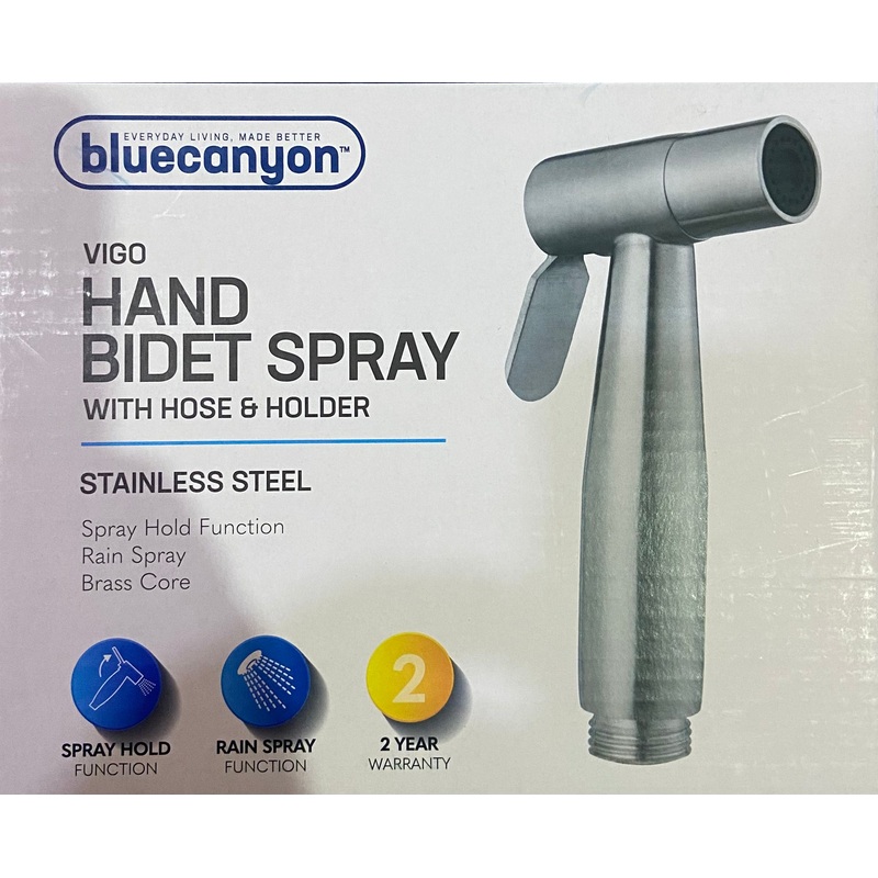BLUECANYON VIGO HAND BIDET SPRAY WITH HOSE & HOLDER STAINLESS STEEL