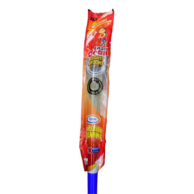 CLEAN SERVICE PLASTIC NO DUST FLOOR BROOM STICK JHADU INDIAN SAVENI