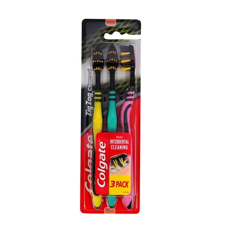 Colgate ZigZag Charcoal Medium Toothbrushes 3 per pack
