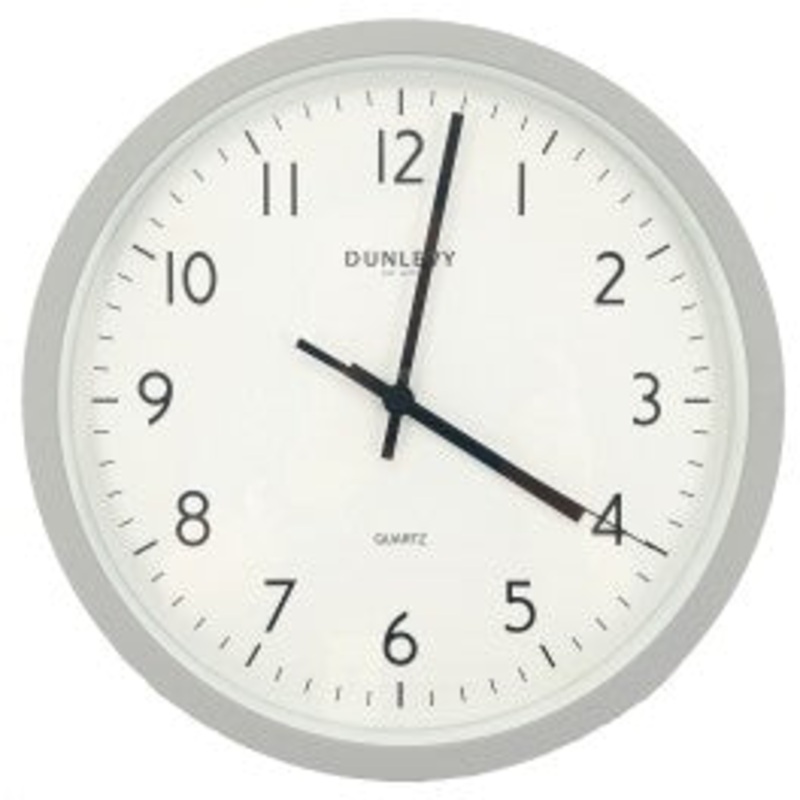 12in Light Grey Wall Clock Dunlevy