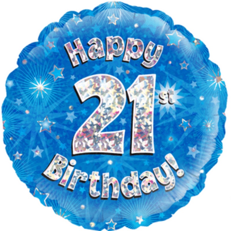 21st Birthday Blue Foil Balloon (18 Oaktree) 1pc