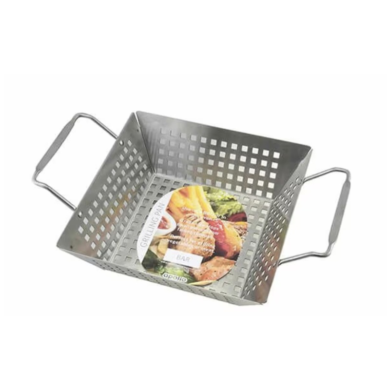 Apollo Deep BBQ Grill Pan with Perforated Holes 32 x 22 x 10 cm Stainless Steel