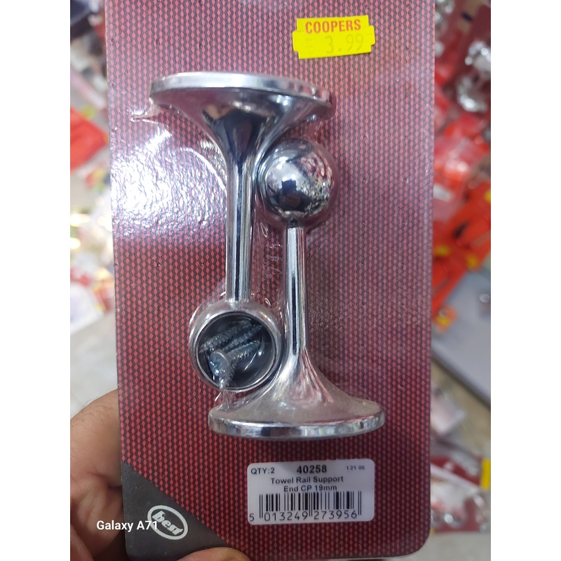 Towel rail support end CP 19mm