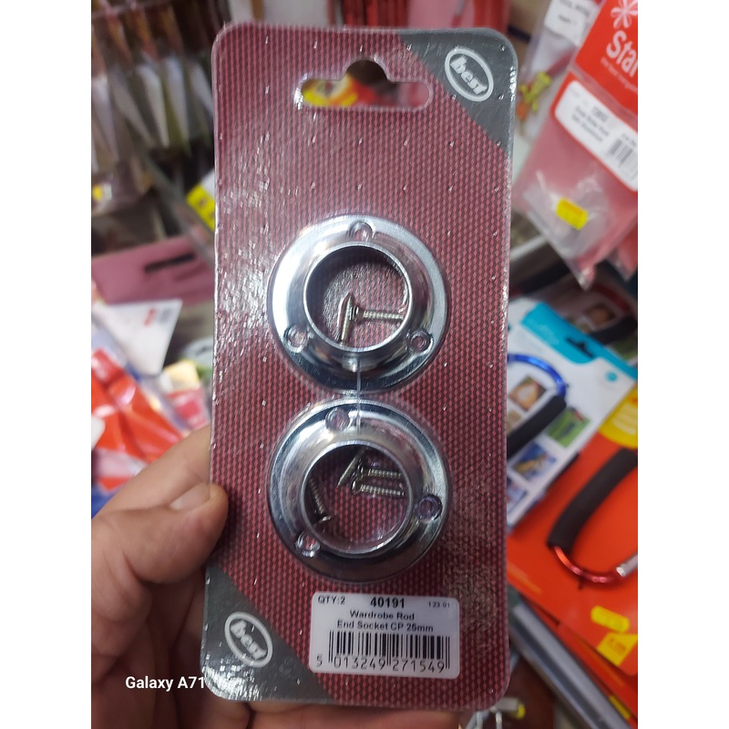Wardrobe rod end socket CP 25MM