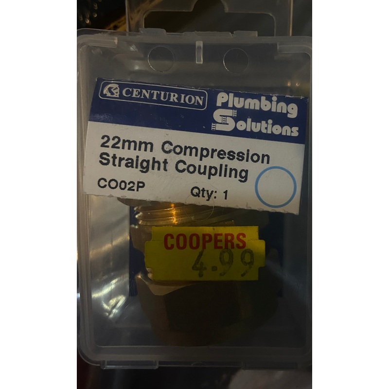 CENTURION 22mm COMPRESSION STRAIGHT COUPLING