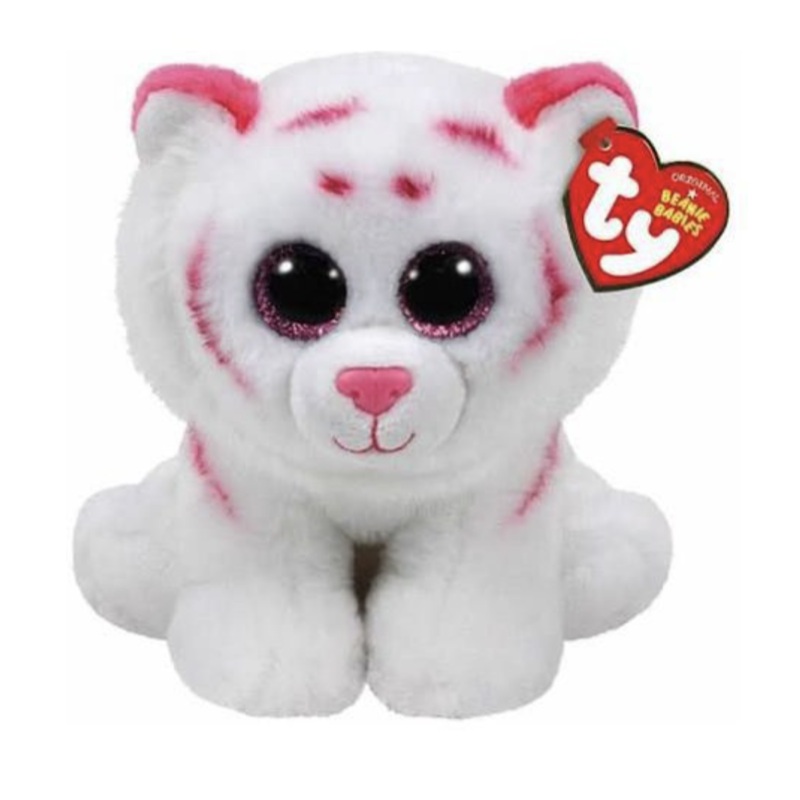 TY Tabor Pink/White Tiger Beanie Babies