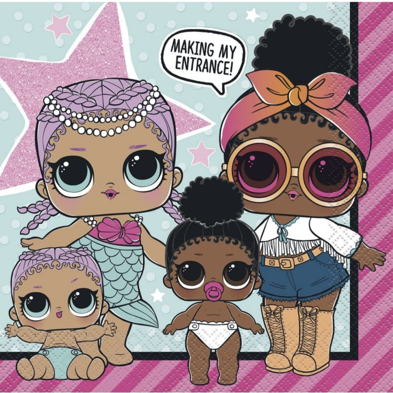 Unique Party 79112 – 6.5 LOL Surprise Paper Napkins, Pack of 16
