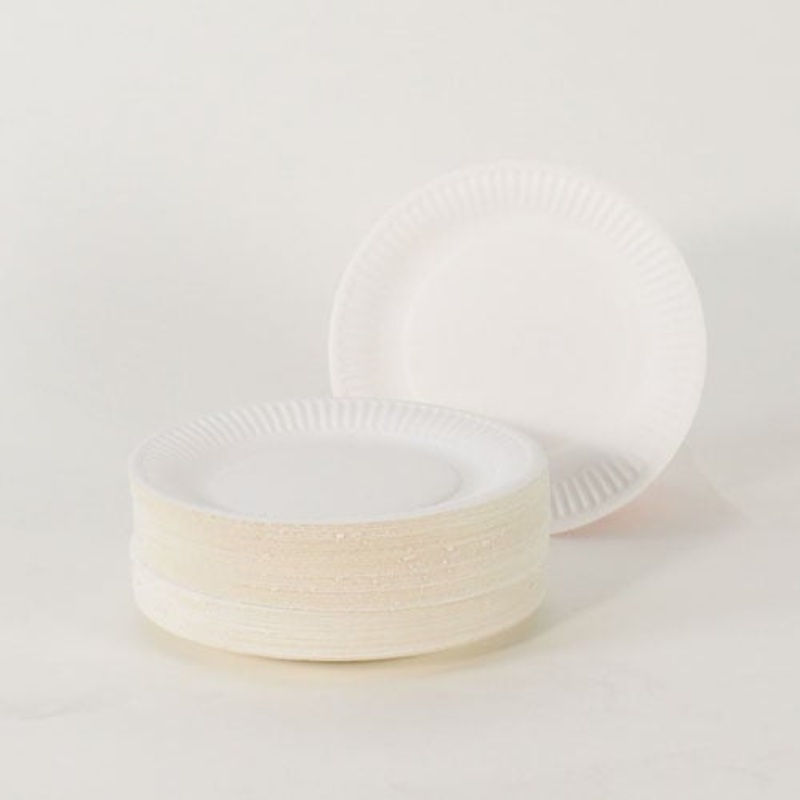 White Biodegradable Round Paper Plates 18cm – Pack of 100