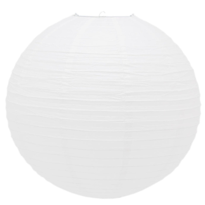 50Cm White Paper Lampshade – Classic Bamboo Style Ribbed Paper Lantern Lamp Shade