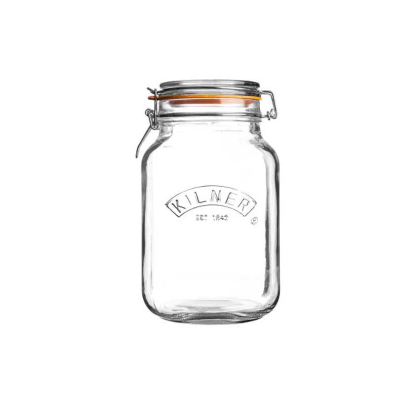 Clip Top Square Jar 1.5 Litre:
