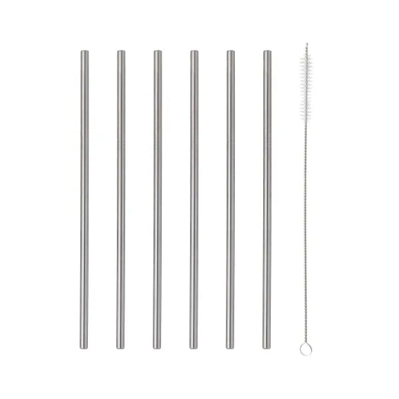 Your Sipping Experience with Our Barware 6pce Long Steel Drinking Straws Gift Set.