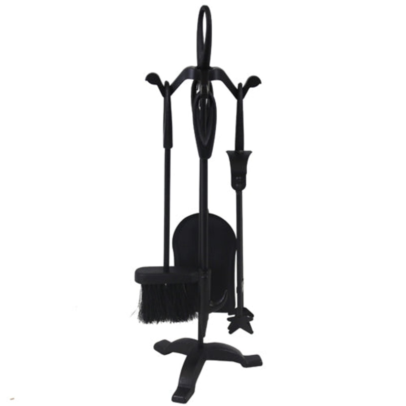 Cotswold 4 Piece Companion Set + Stand – Black | Stylish Outdoor Furniture.